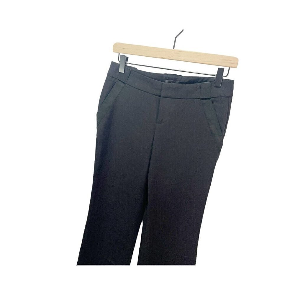 Bebe Pants Trousers Womens Sz 2 Straight Leg Black Pinstripe Career Casual - Picture 2 of 5